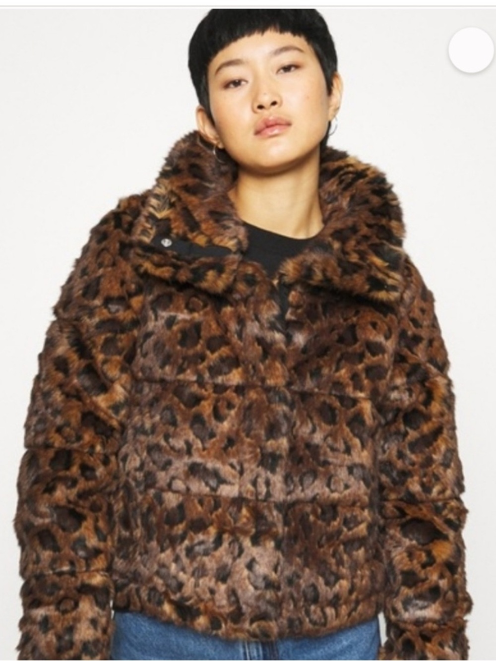 Abercrombie & Fitch Leopard Faux Fur Puffer Jacket - Brown & Black